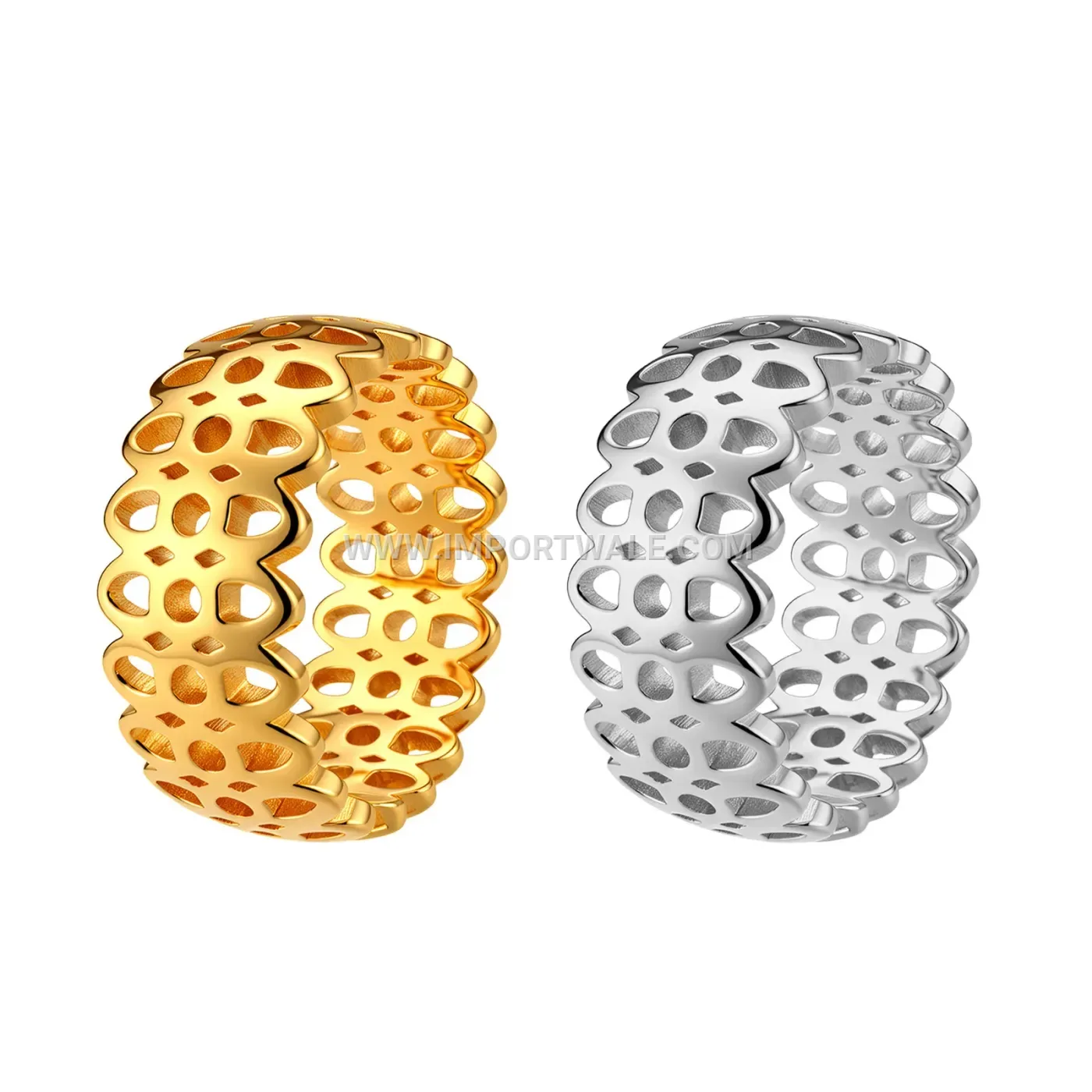 Vintage Cutout Filigree Stainless Steel Wide Band Ring