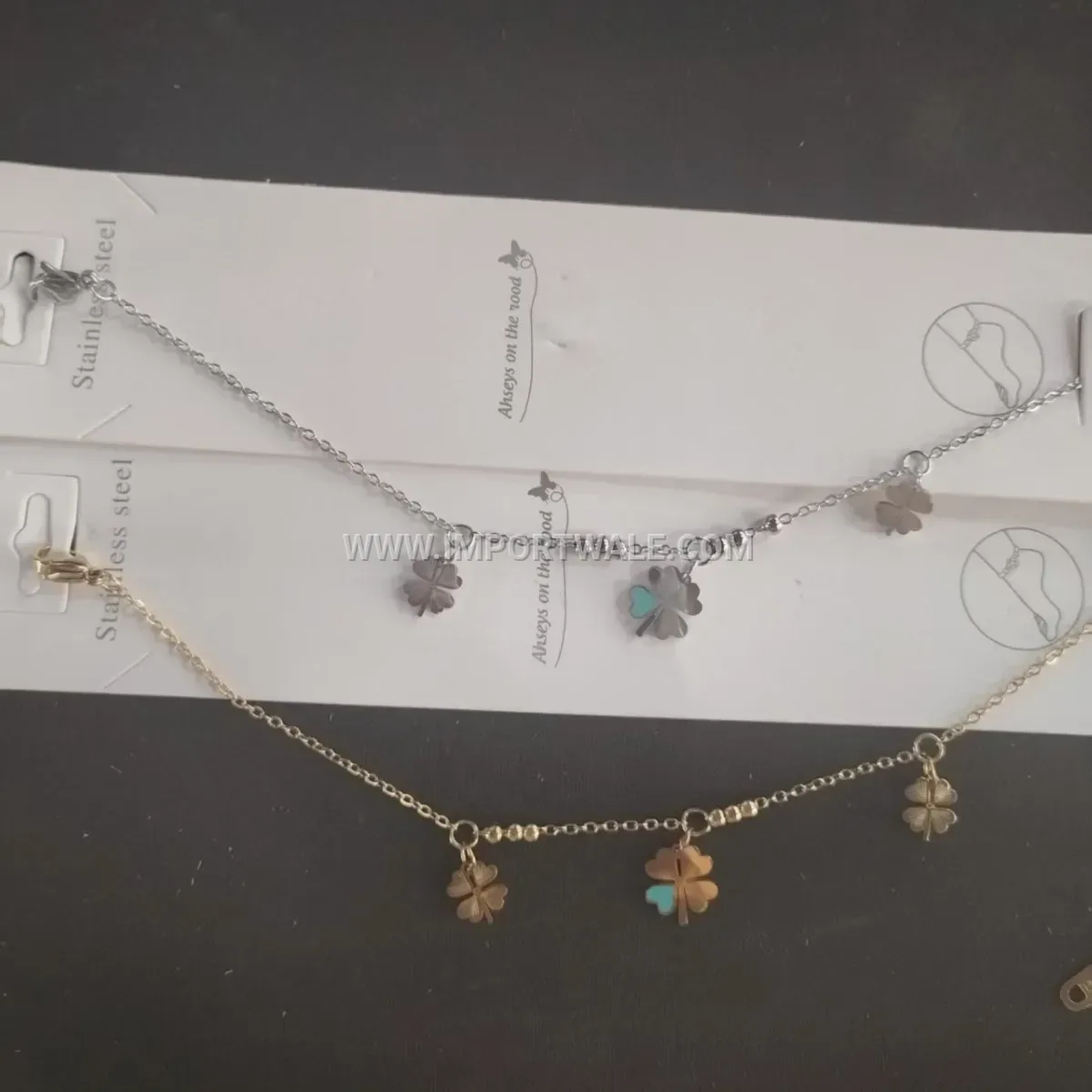 Gold Plated Titanium Steel Four Leaf Clover Anklet