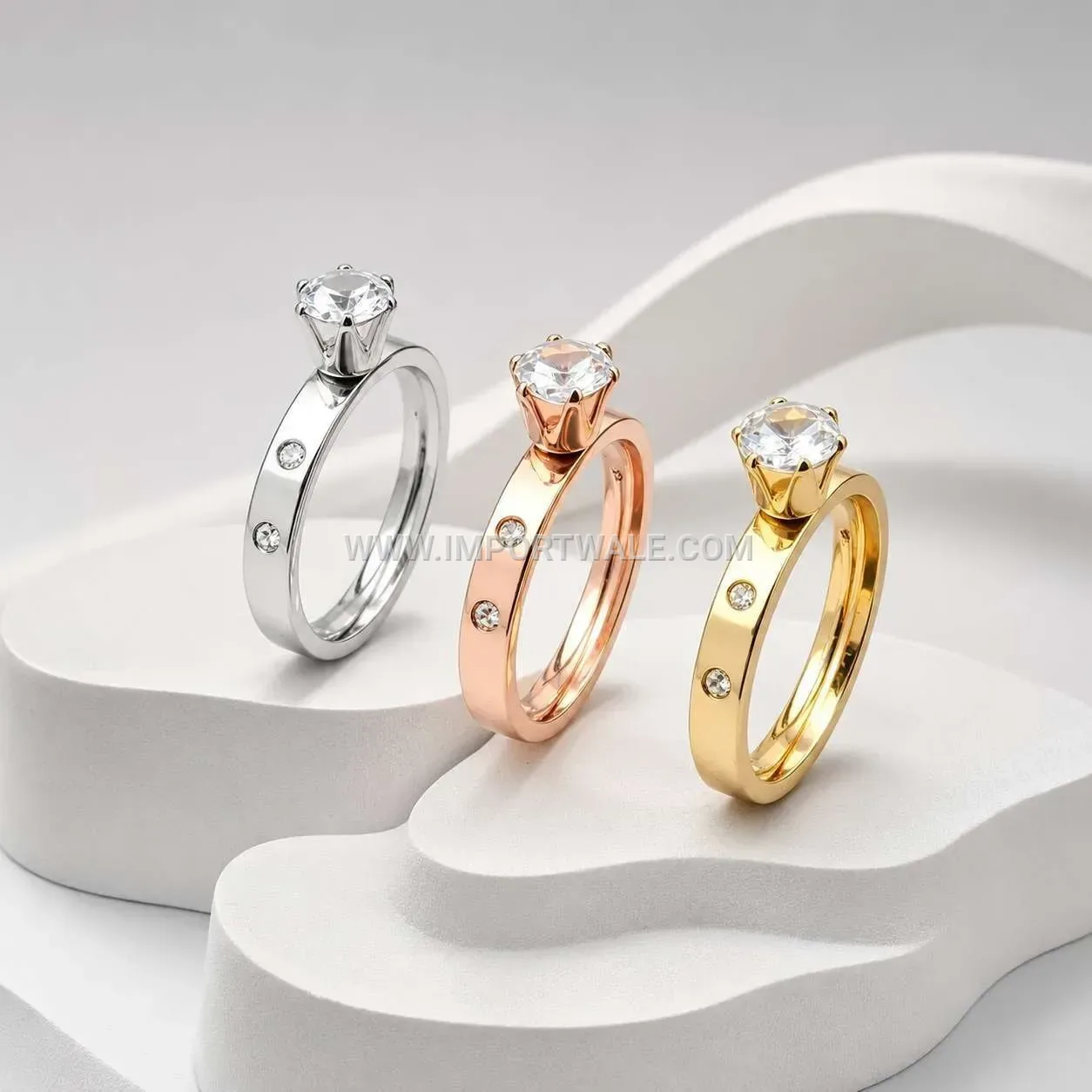 Minimalist Cubic Zirconia Stainless Steel Band Ring