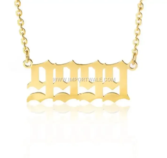 Gold Plated Digital Angel Number Stainless Steel Pendant Necklace