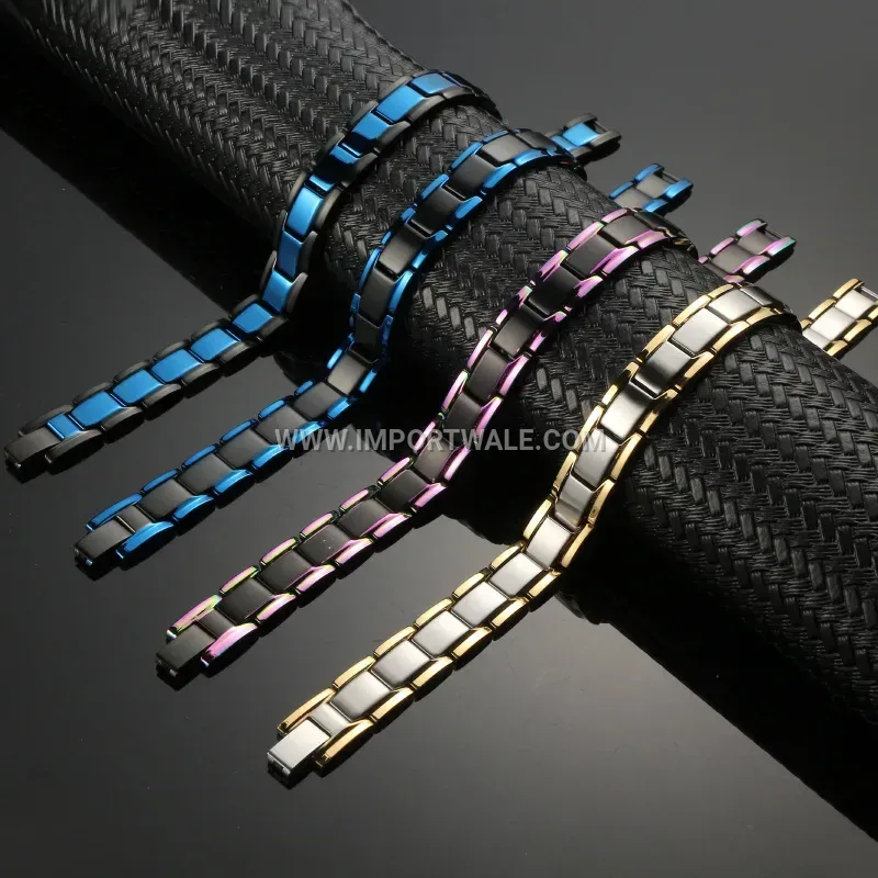 Men's Wave Pattern Magnetic Titanium Steel Link Bracelet