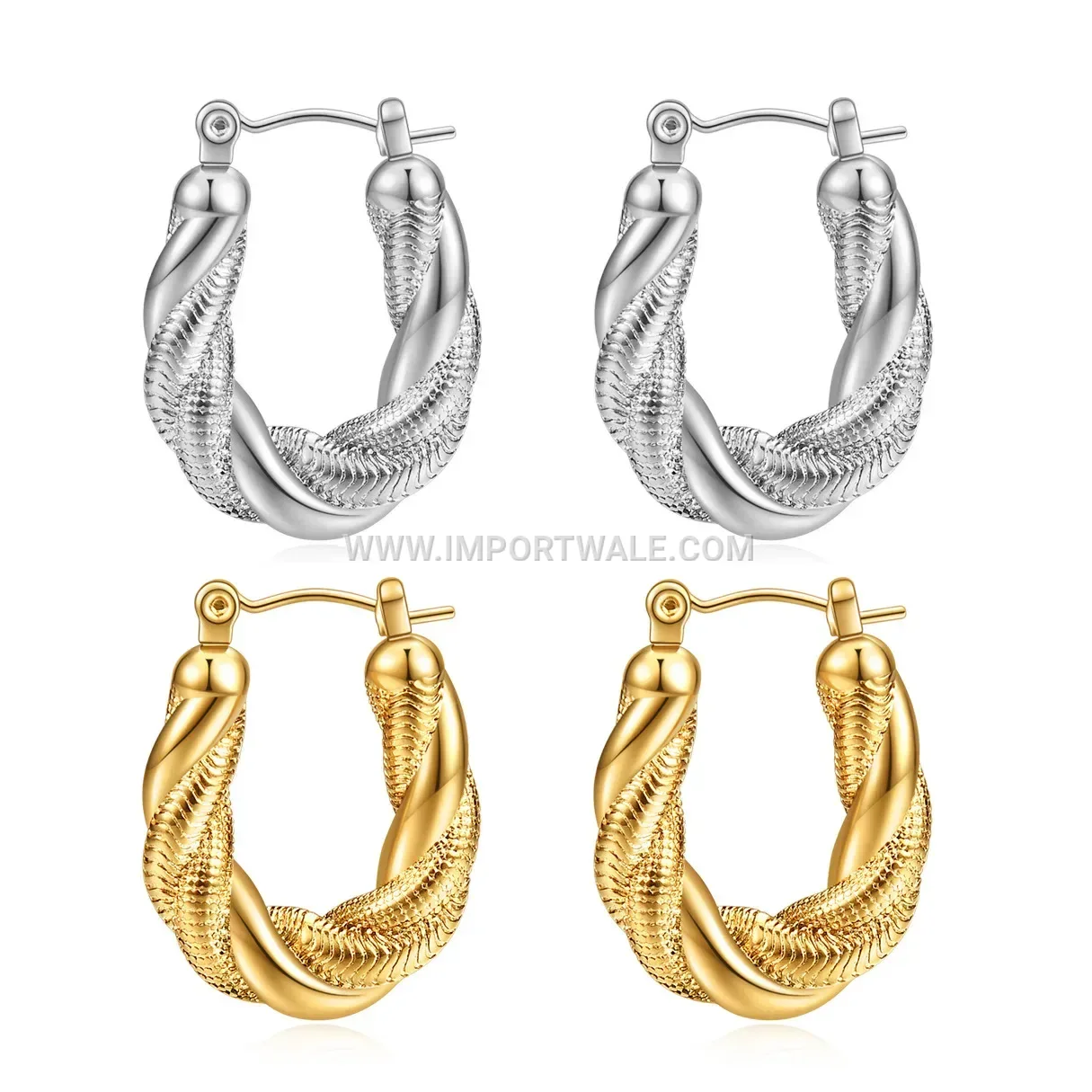 Double Layer Twisted Snake Chain Stainless Steel Earrings