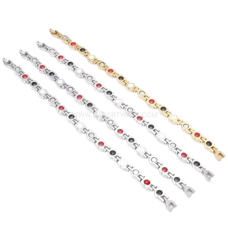 Premium Women's Heart Crystal Titanium Steel Magnetic Bracelet