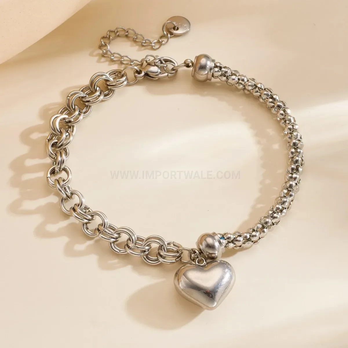 Stylish Double Layer Stainless Steel Heart Bracelet