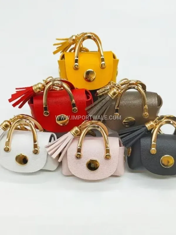 Sleek Minimalist PU Leather Earphone Pouch Key Ring Charm