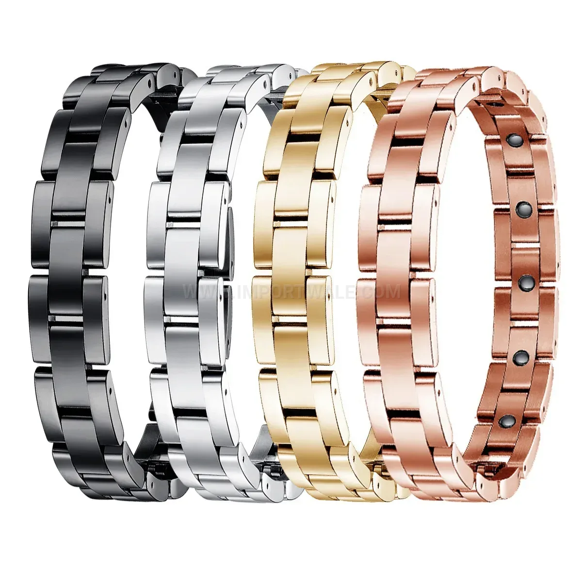 Fashion Sleek Crystal Link Titanium Steel Magnetic Bracelet