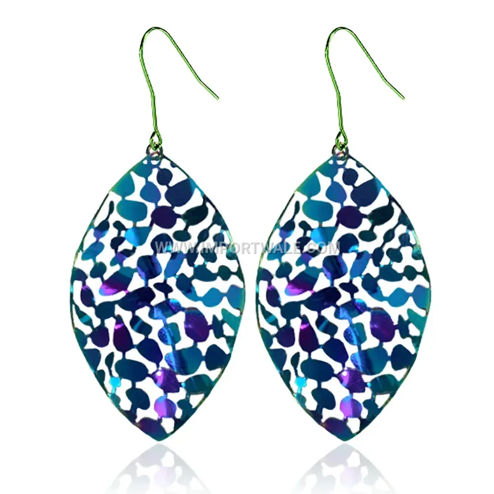 Cutout Leaf Stainless Steel Statement Stud Earrings