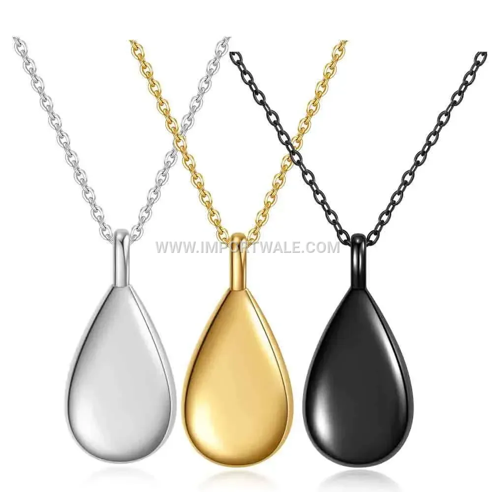 Openable Teardrop Urn Pendant Stainless Steel Necklace