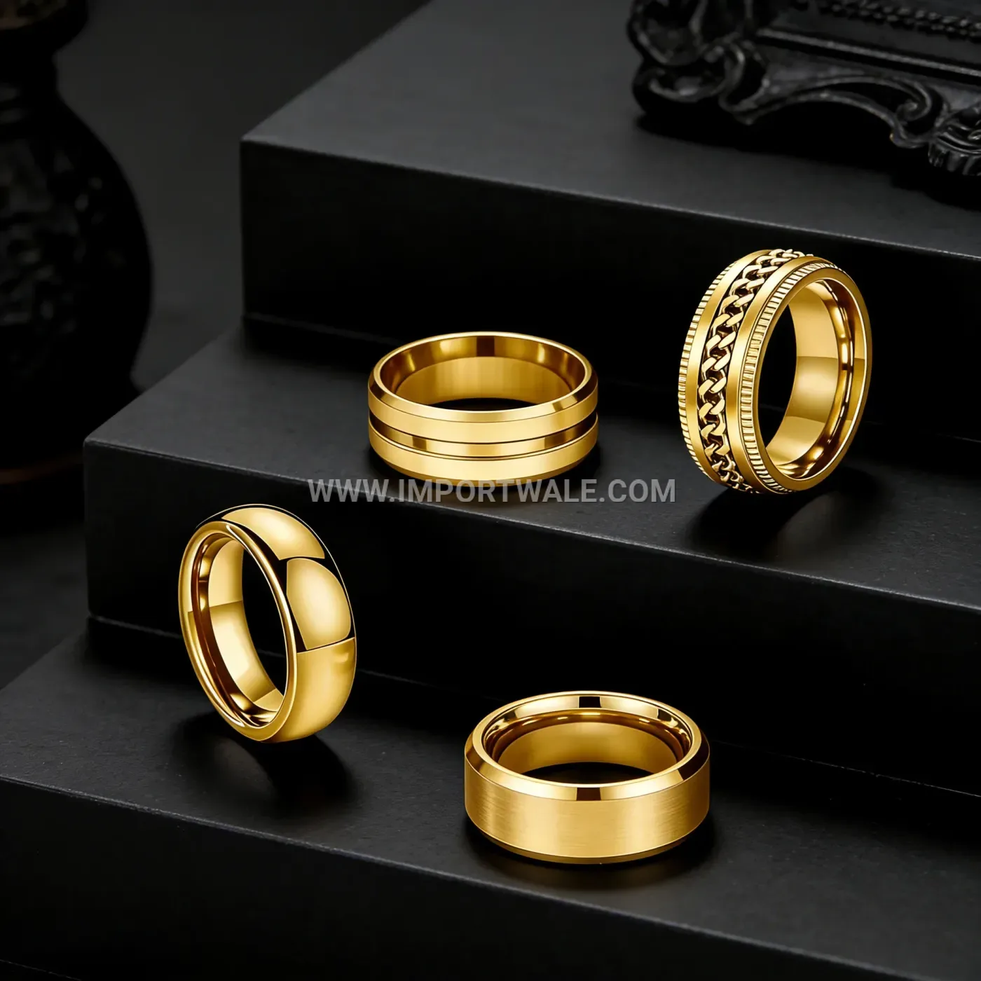 Vacuum Plated Stainless Steel Rhinestone Band Ring