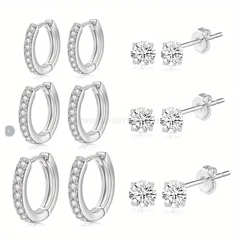 Trendy Constellation Zirconia Stainless Steel Piercing Hoop Stud Set
