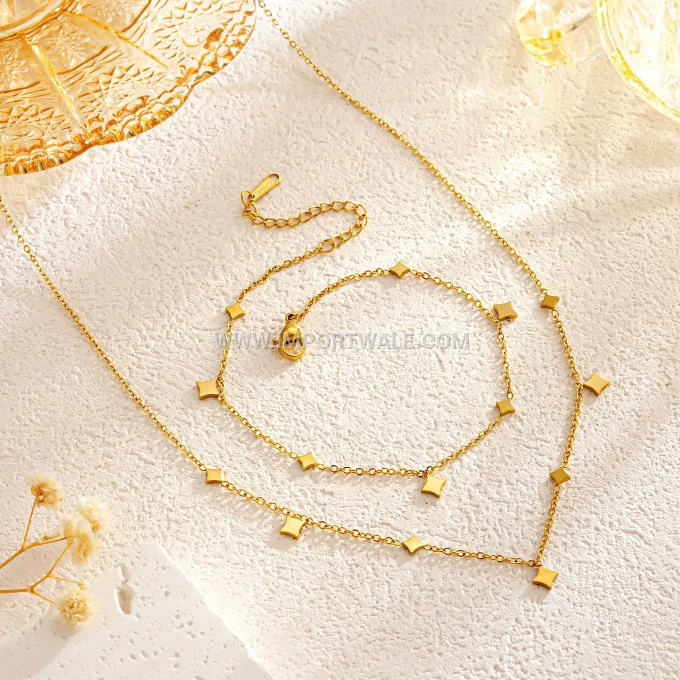 Glittering Rhombus Sequin Titanium Steel Anklet Chain