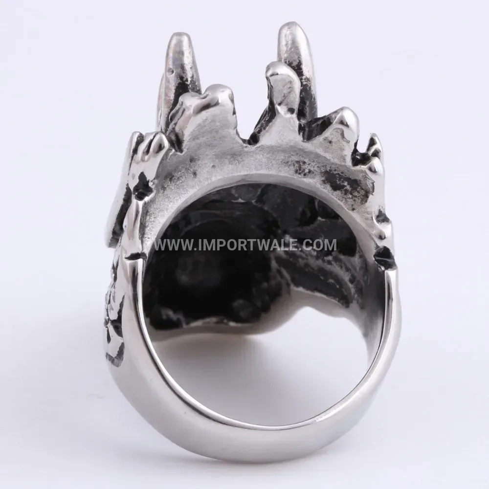 Rhinestone Dragon Head Titanium Steel Statement Ring