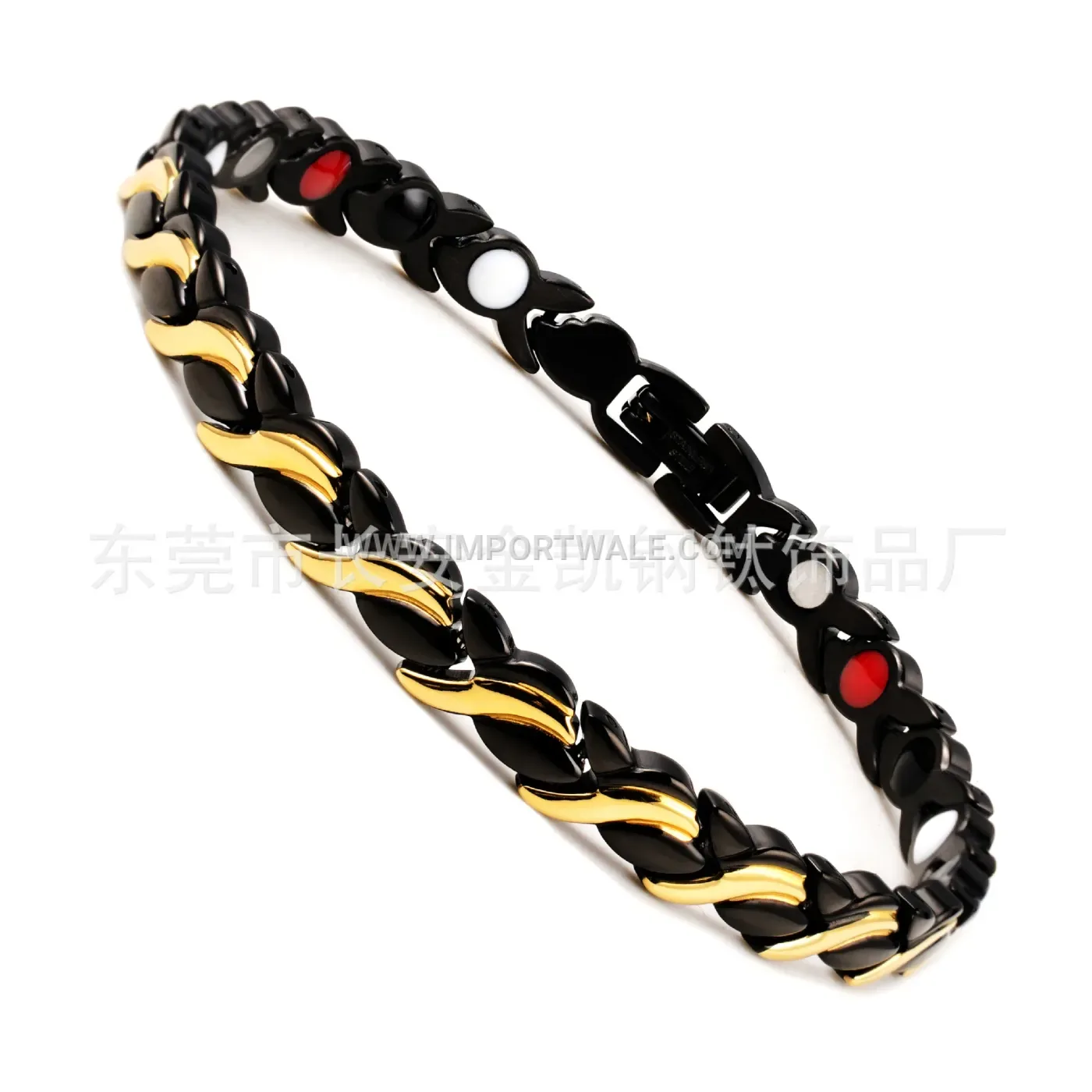 Wavy Geometric Four-in-One Magnetic Chain Bracelet and Necklace Set