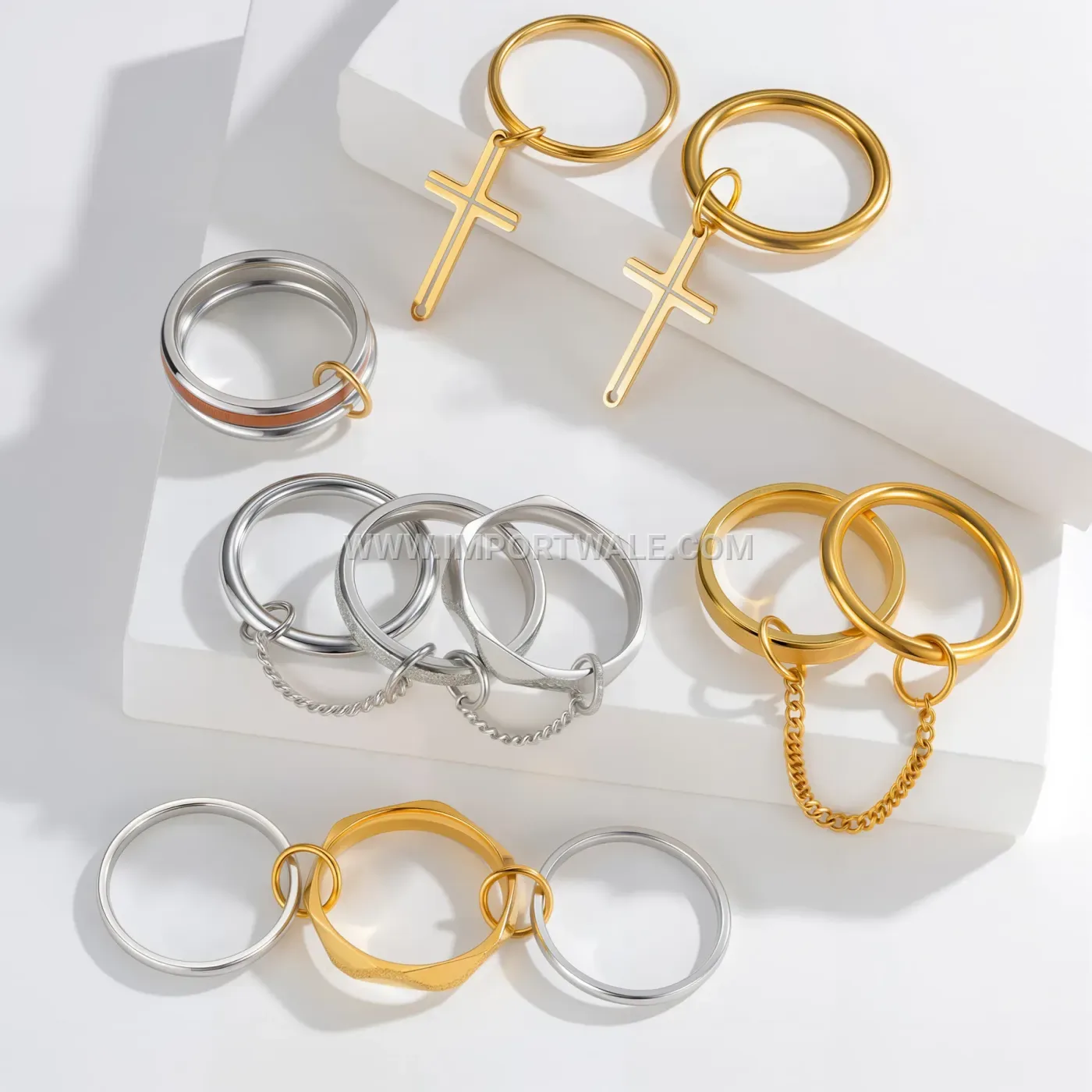 Geometric Stackable Stainless Steel Chain Band