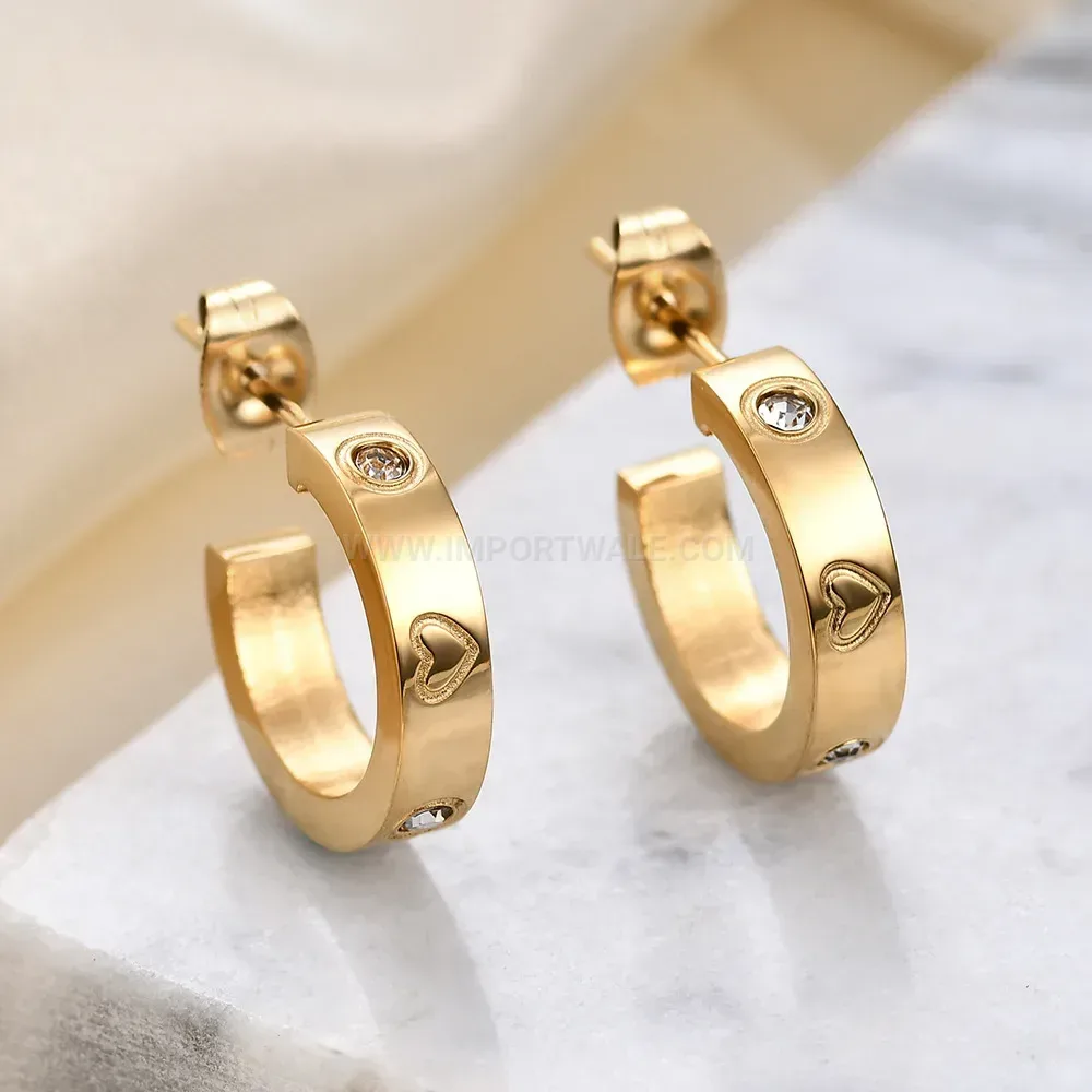 Chic Rhinestone Embellished Geometric U-Shape Stainless Steel Stud Earrings