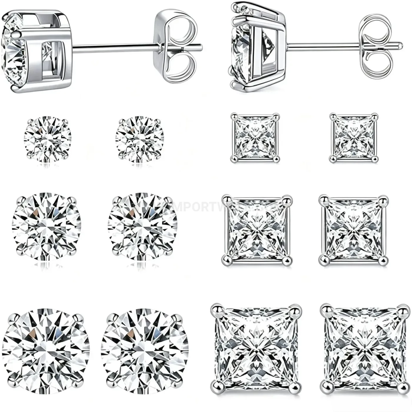 Chic Prong Set Zirconia Stainless Steel Piercing Stud Set