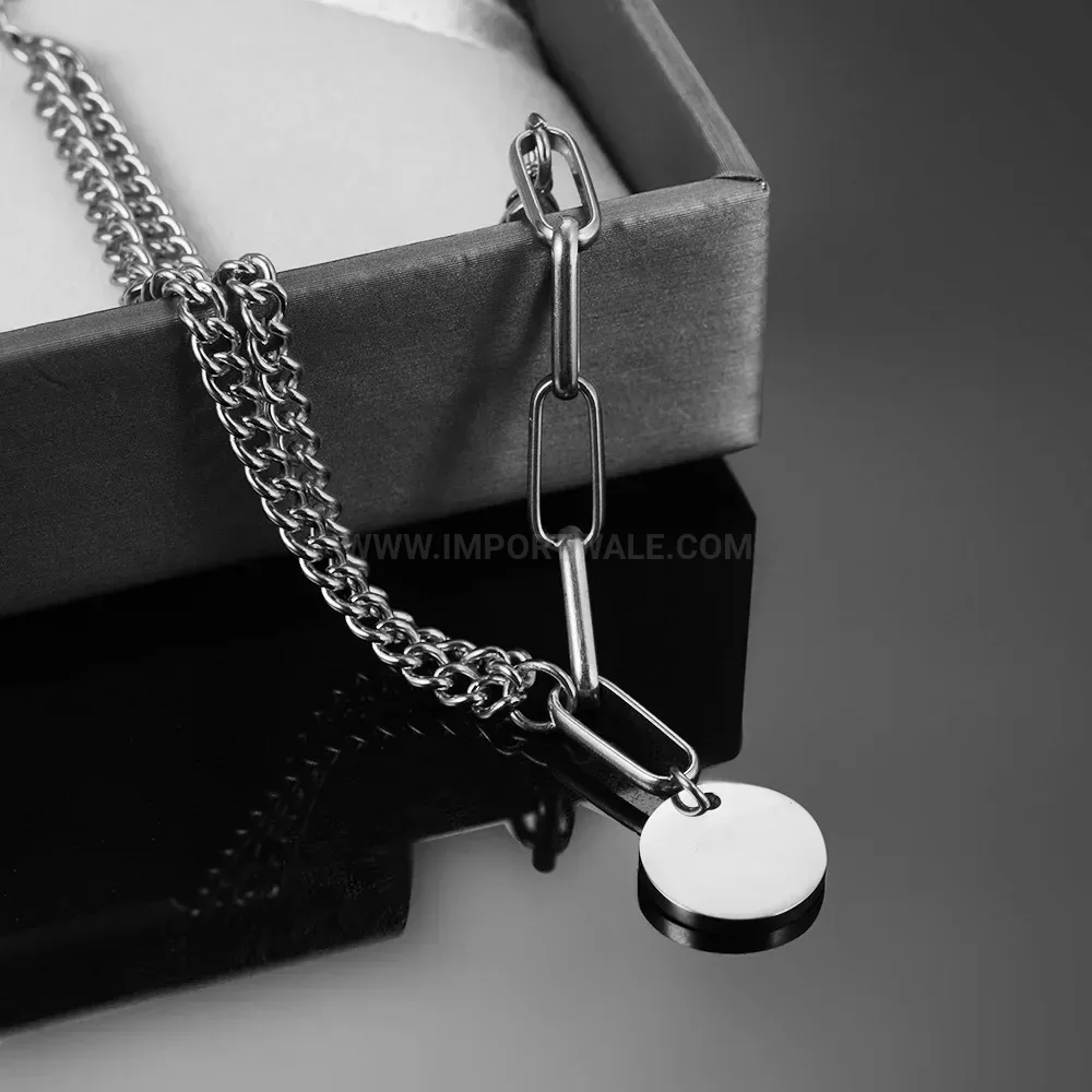 Double Layer Stainless Steel Round Disc Chain Bracelet