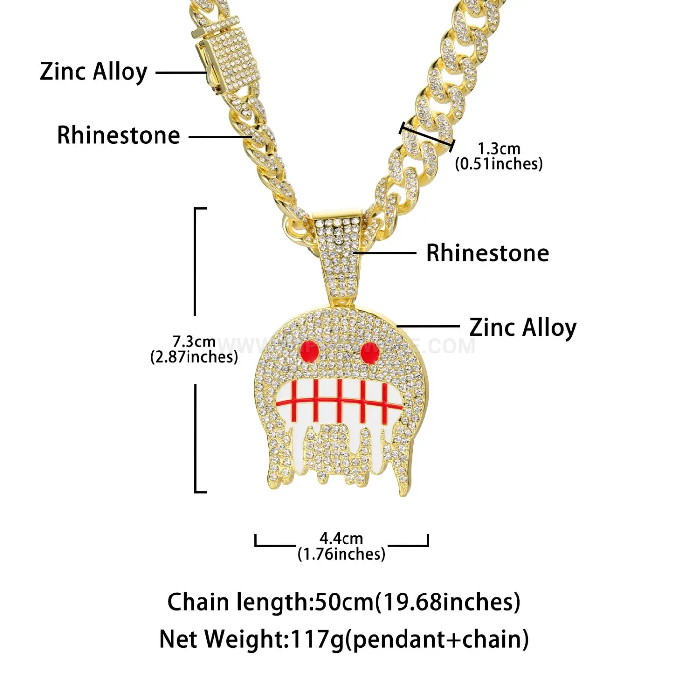 Smiley Face Iced Out Alloy Hip Hop Pendant