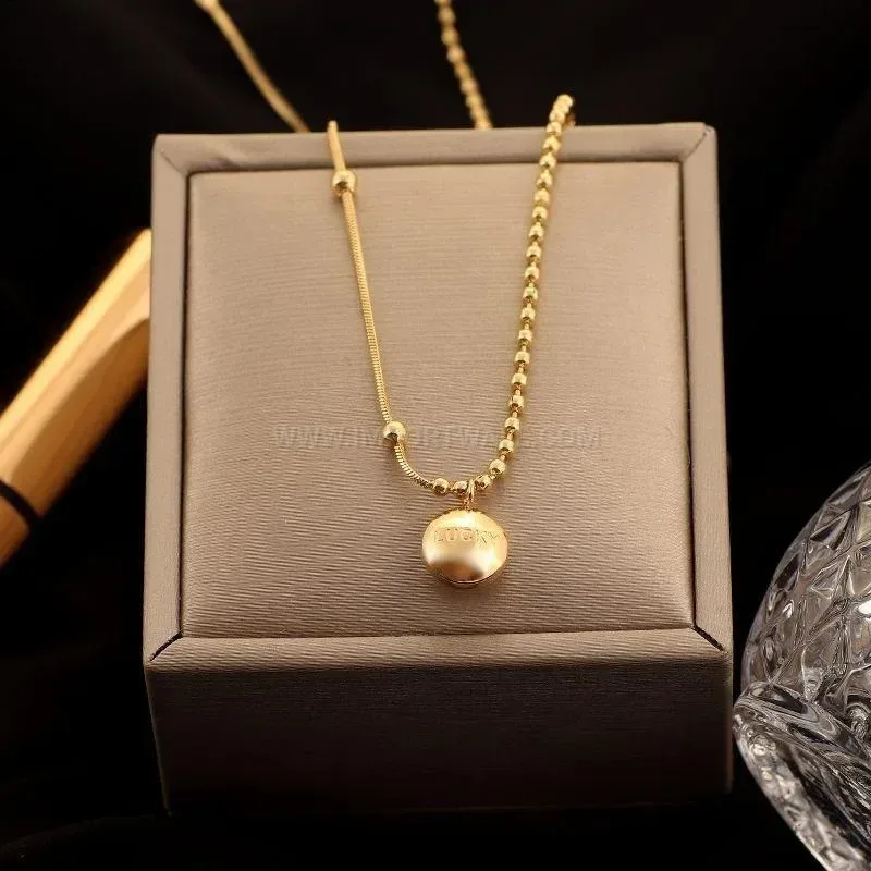 Modern Titanium Steel Gold Bean Snake Chain Jewelry Set