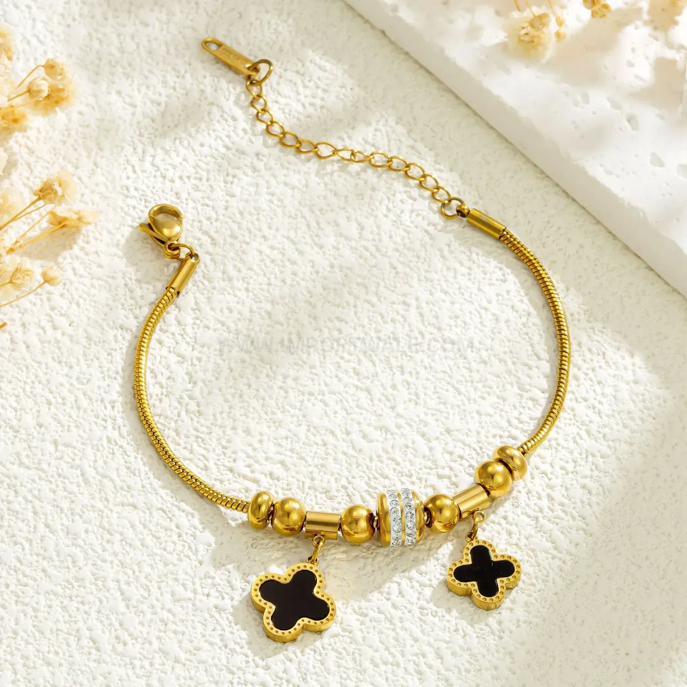Rhinestone Titanium Steel Magnetic Clasp Bangle Bracelet