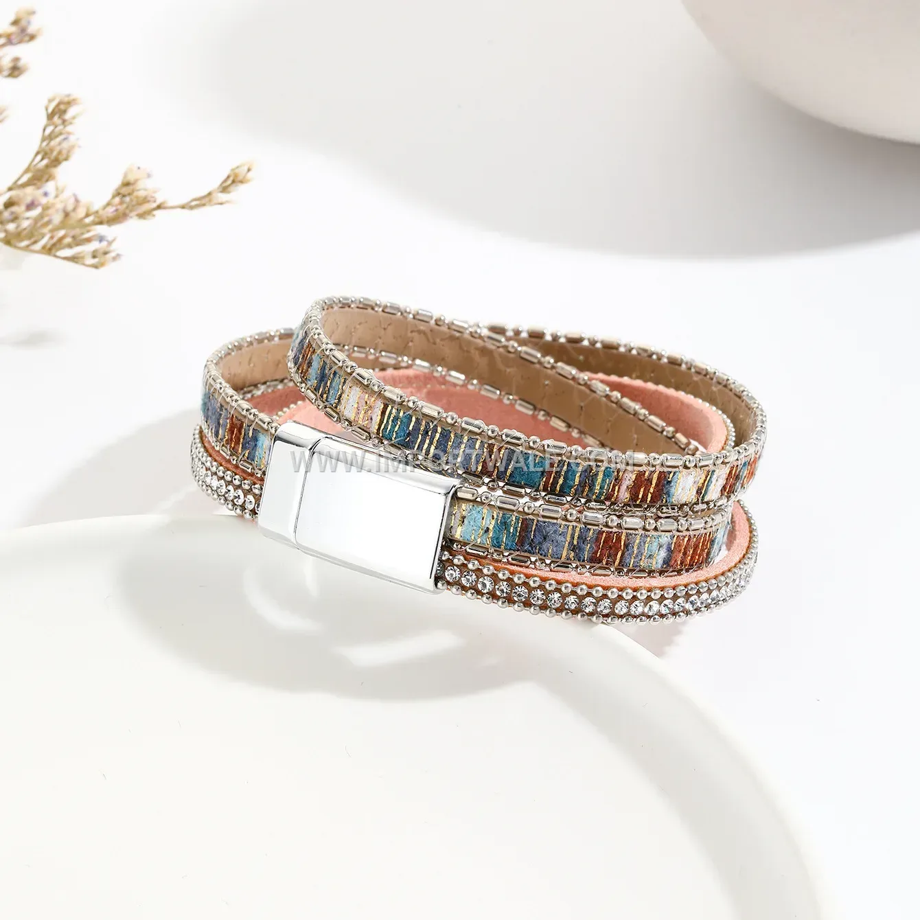 Boho Woven Alloy Magnetic Leather Bracelet