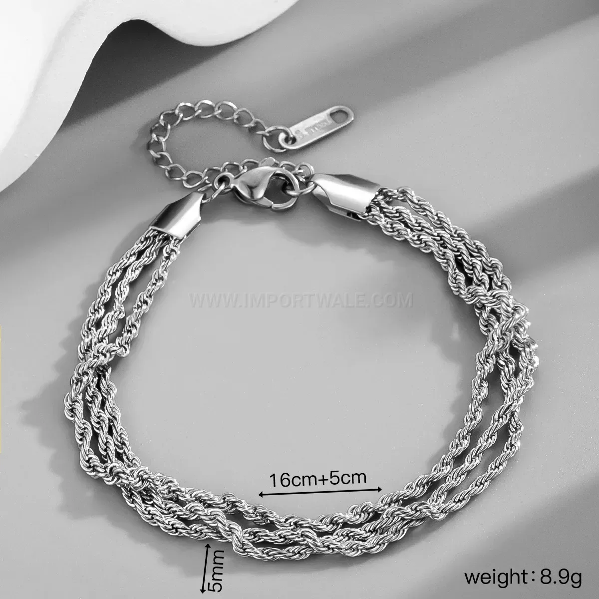 Multi Layered Twist Chain Stainless Steel Statement Bracelet