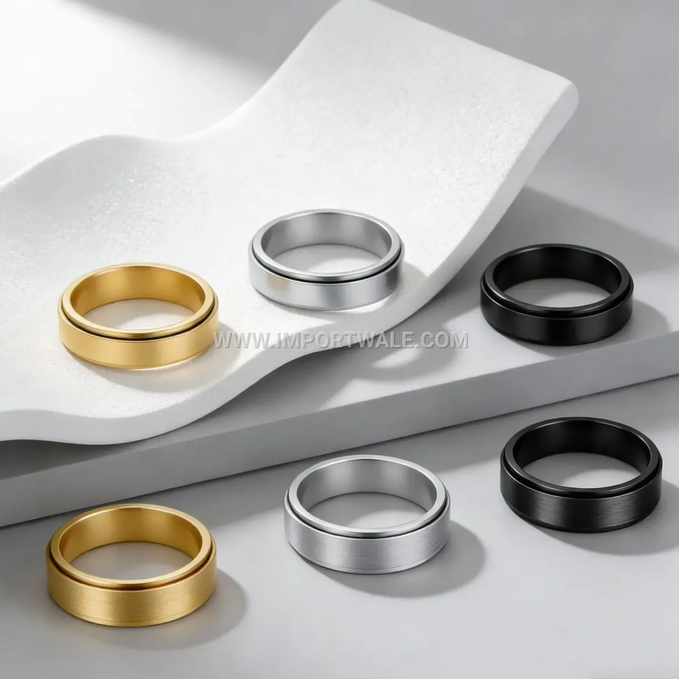 Stainless Steel Reversible Playing Card Fidget Ring