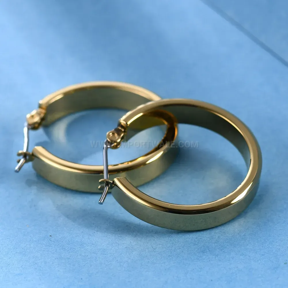 Modern Classic Gold Plated Stainless Steel Round Stud Earrings