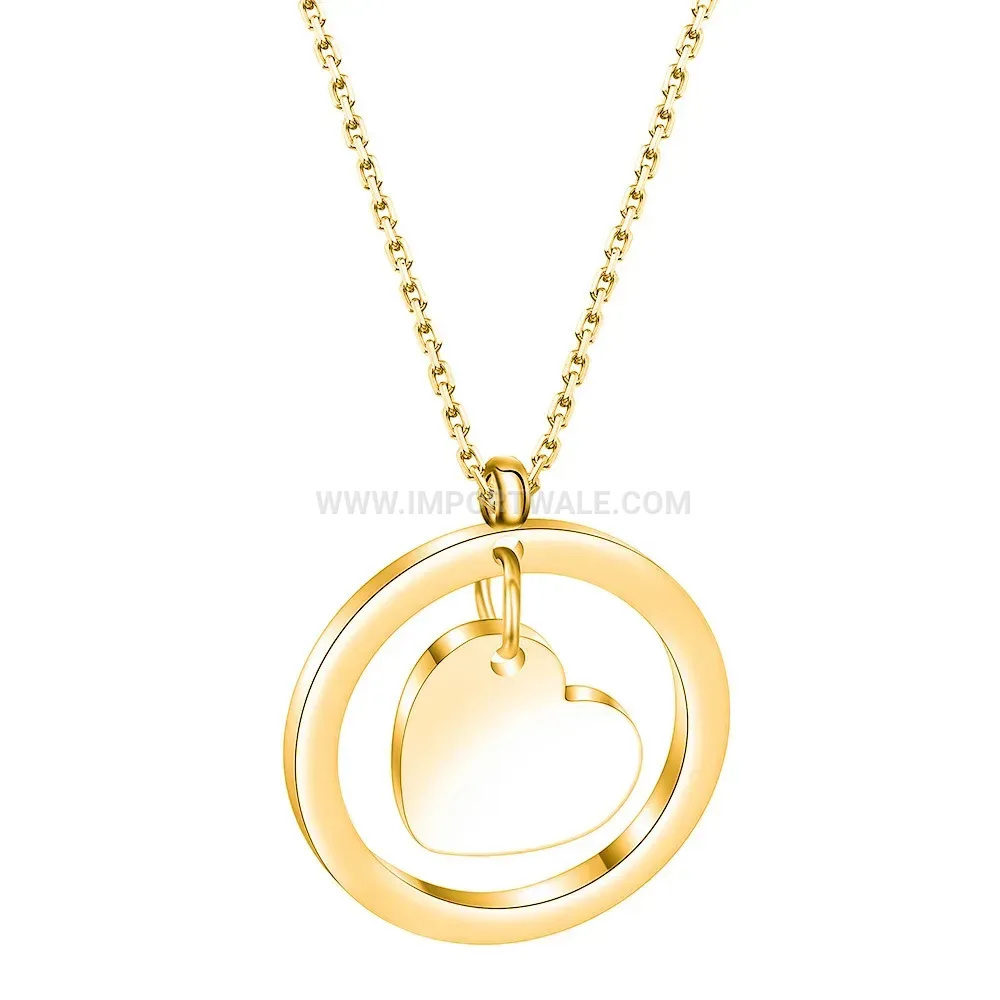 Minimalist 18K Gold Plated Stainless Steel Openwork Heart Pendant Necklace