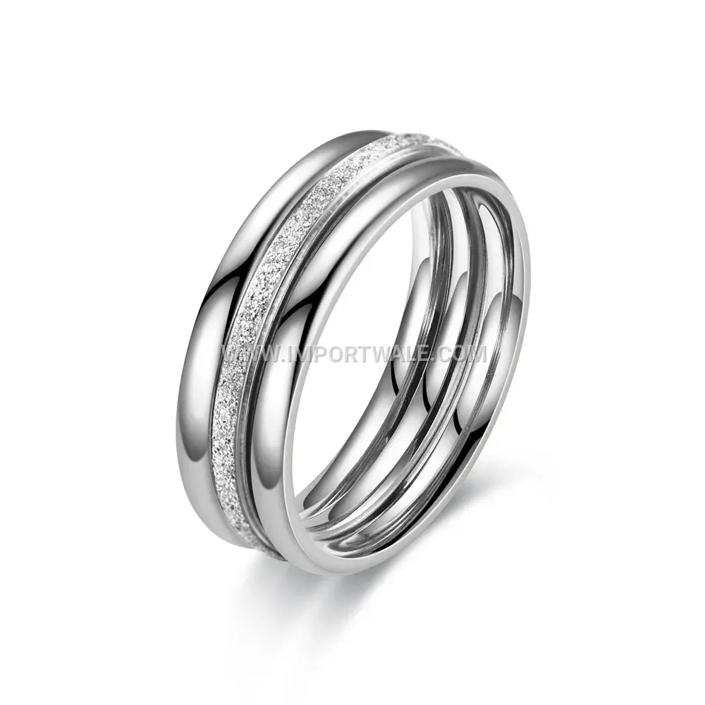 Frosted Stainless Steel Delicate Intersecting Triple Band Ring