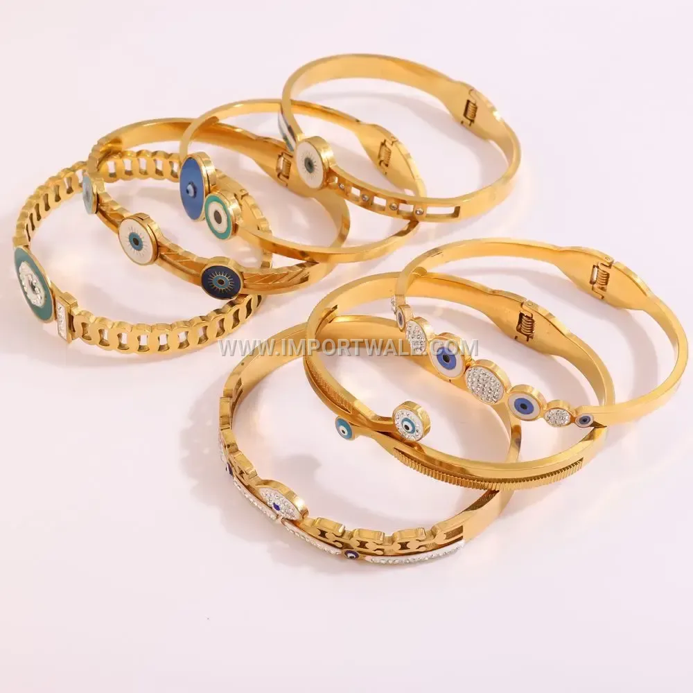 Retro Gold Tone Titanium Steel Geometric Bangle Bracelet