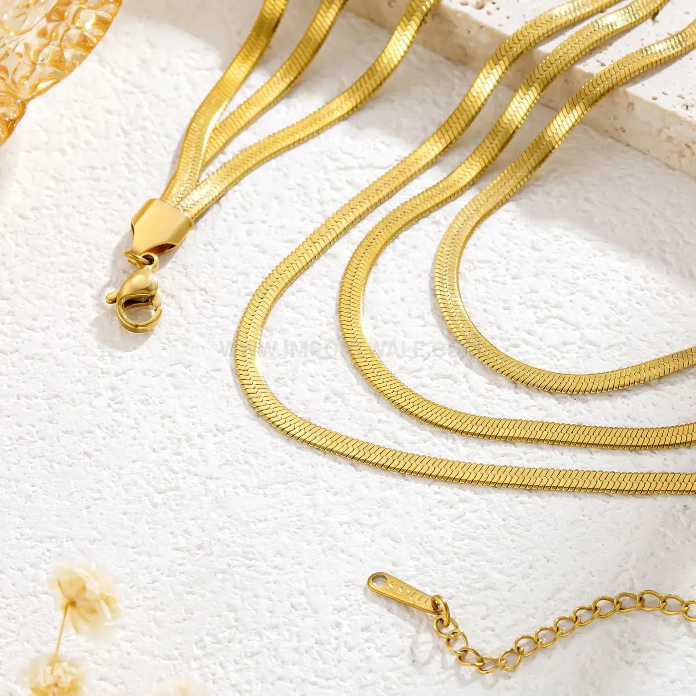 Triple Layer Gold Stainless Steel Blade Chain Necklace