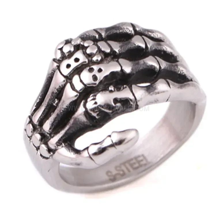 Stylish Vintage Punk Skeleton Hand Stainless Steel Men's Ring