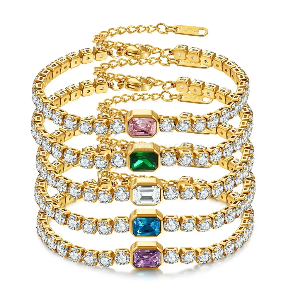 Dainty Stainless Steel Zirconia Tennis Chain Bracelet