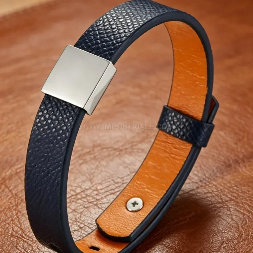 Premium Minimalist Leather Wrap Bracelet with Titanium Steel Clasp