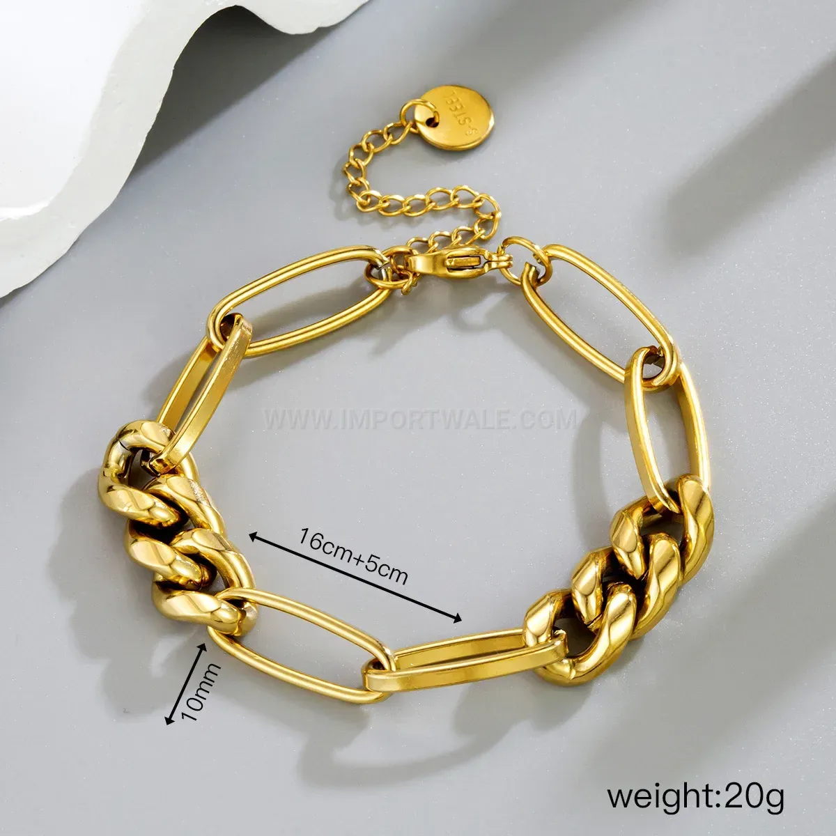 Minimalist Punk Titanium Steel Geometric Link Bracelet