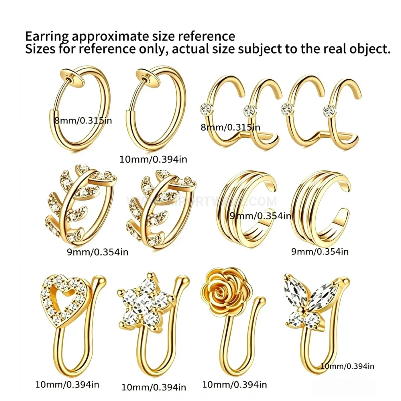 Stylish Stainless Steel U Shaped Non Piercing Clip Jewelry Set