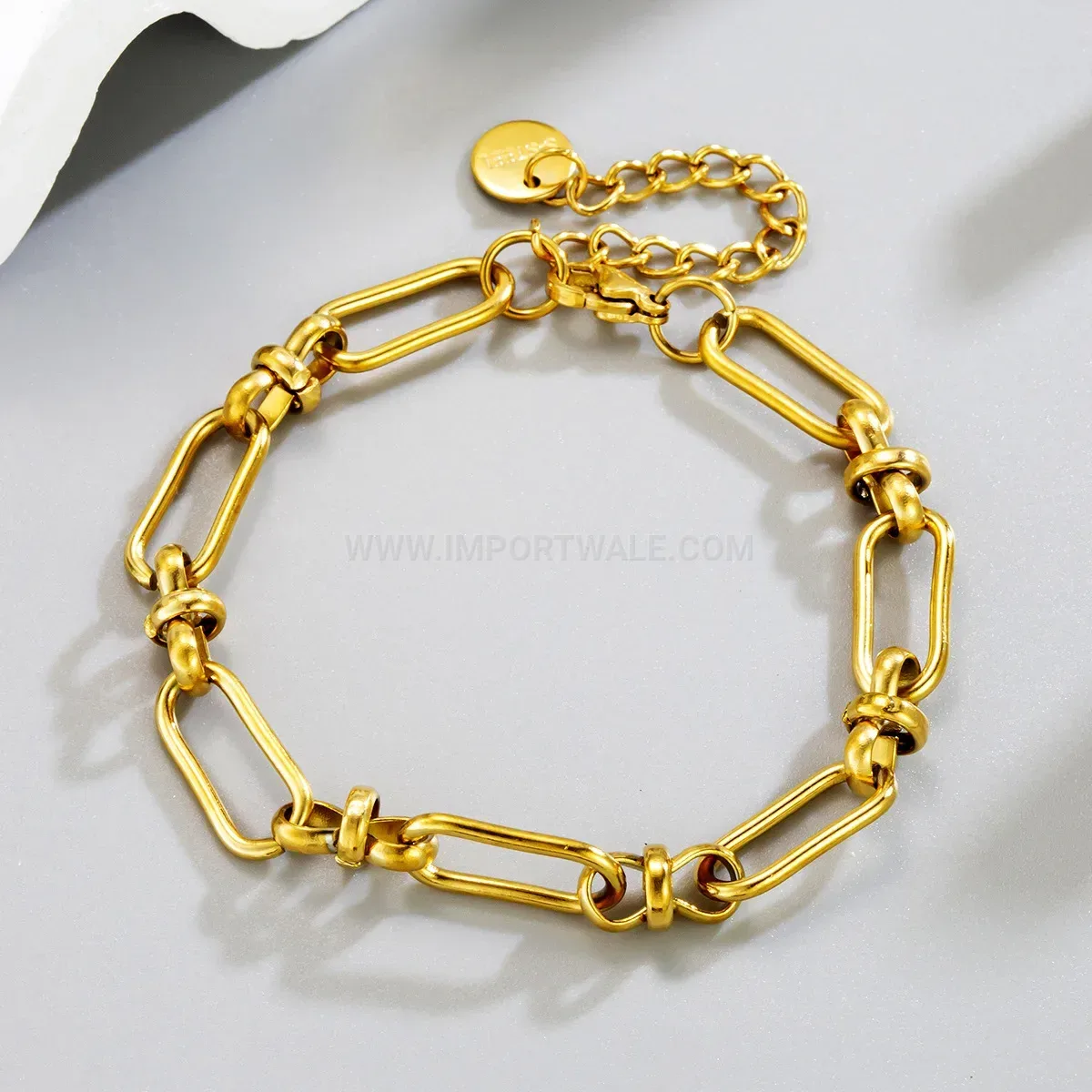 Gold Plated Stainless Steel Paperclip Link Bracelet