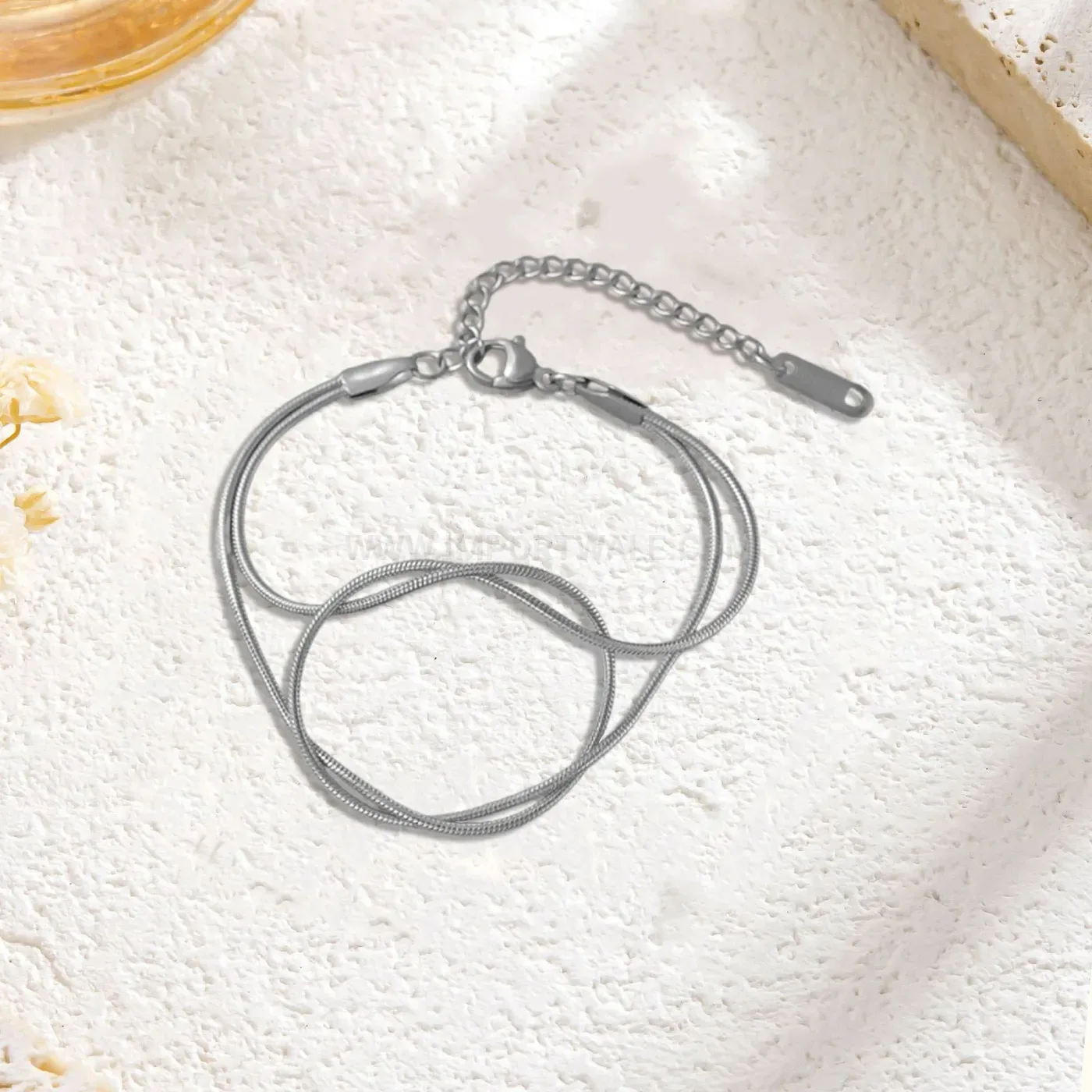 Two-Tone Stainless Steel Bangle Bracelet