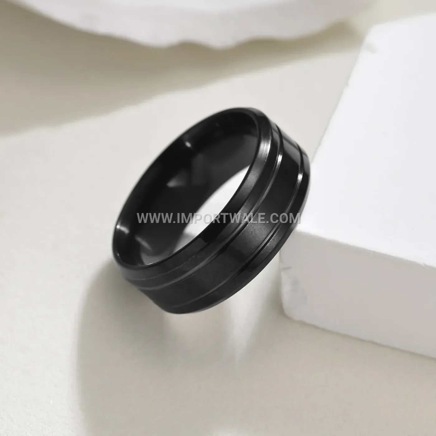 Minimalist 8mm Stainless Steel Geometric Band Ring
