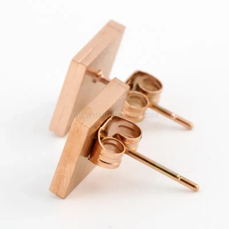Classic Minimalist Square Shell Inlay Stainless Steel Stud Earrings