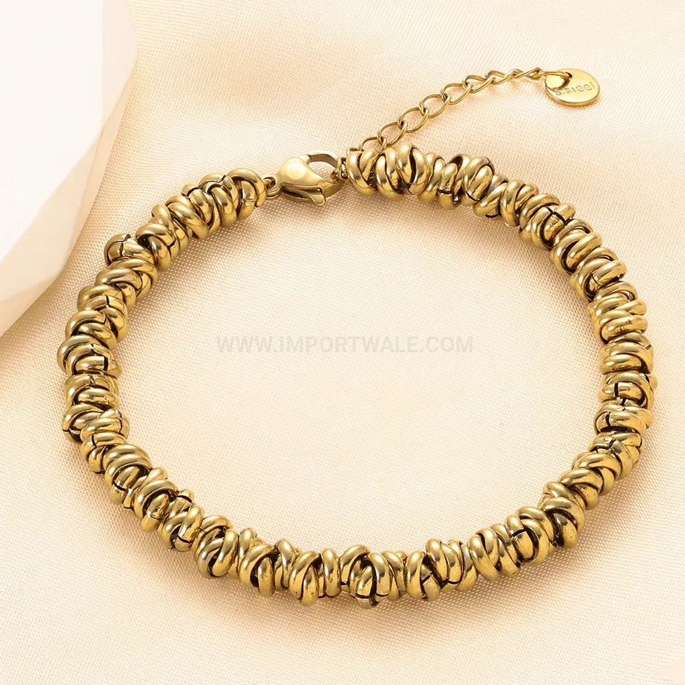 Interlocking Circular Ring Link Stainless Steel Bracelet