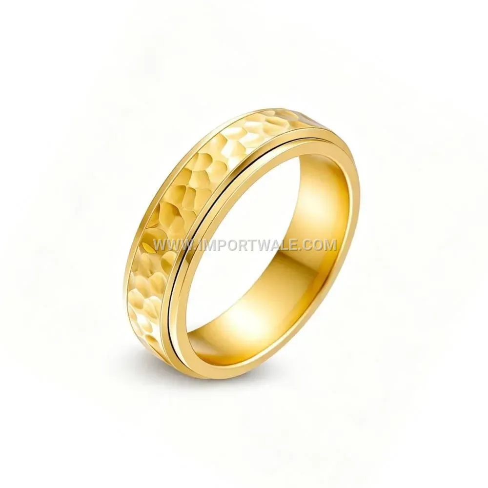 18K Gold Plated Rotatable Stainless Steel Zircon Ring