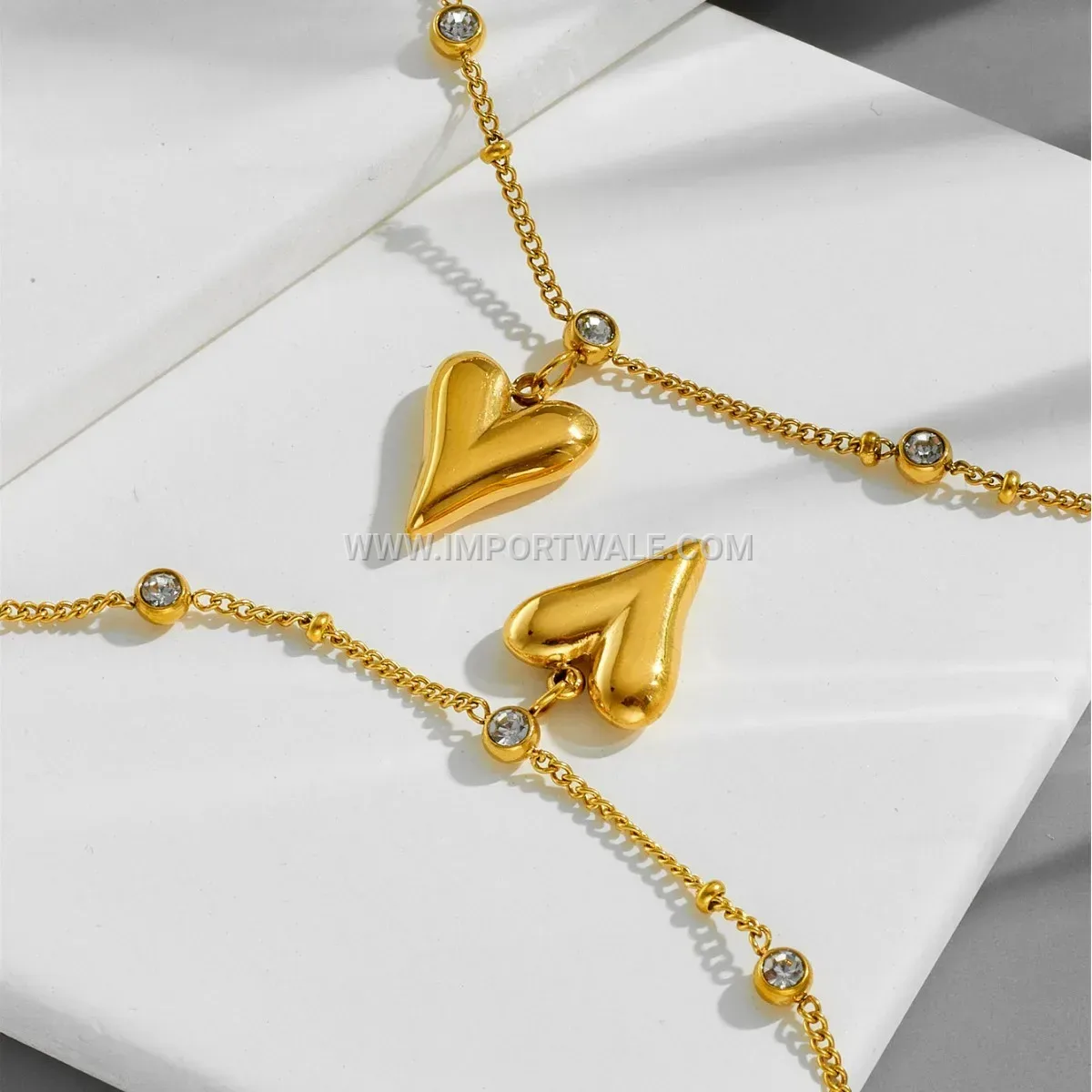 Sparkling Zircon Heart Titanium Steel Anti Tarnish Anklet