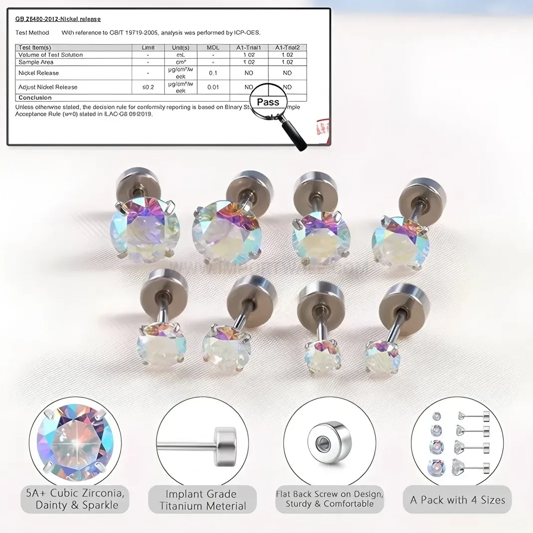 Premium Sparkling Zircon Flower Stainless Steel Cartilage Earring Set