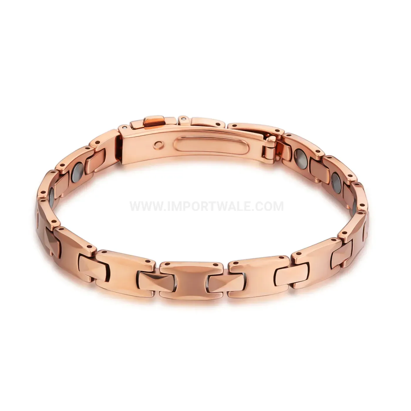 Polished Tungsten Steel Magnetic Bracelet with Inlaid Elements