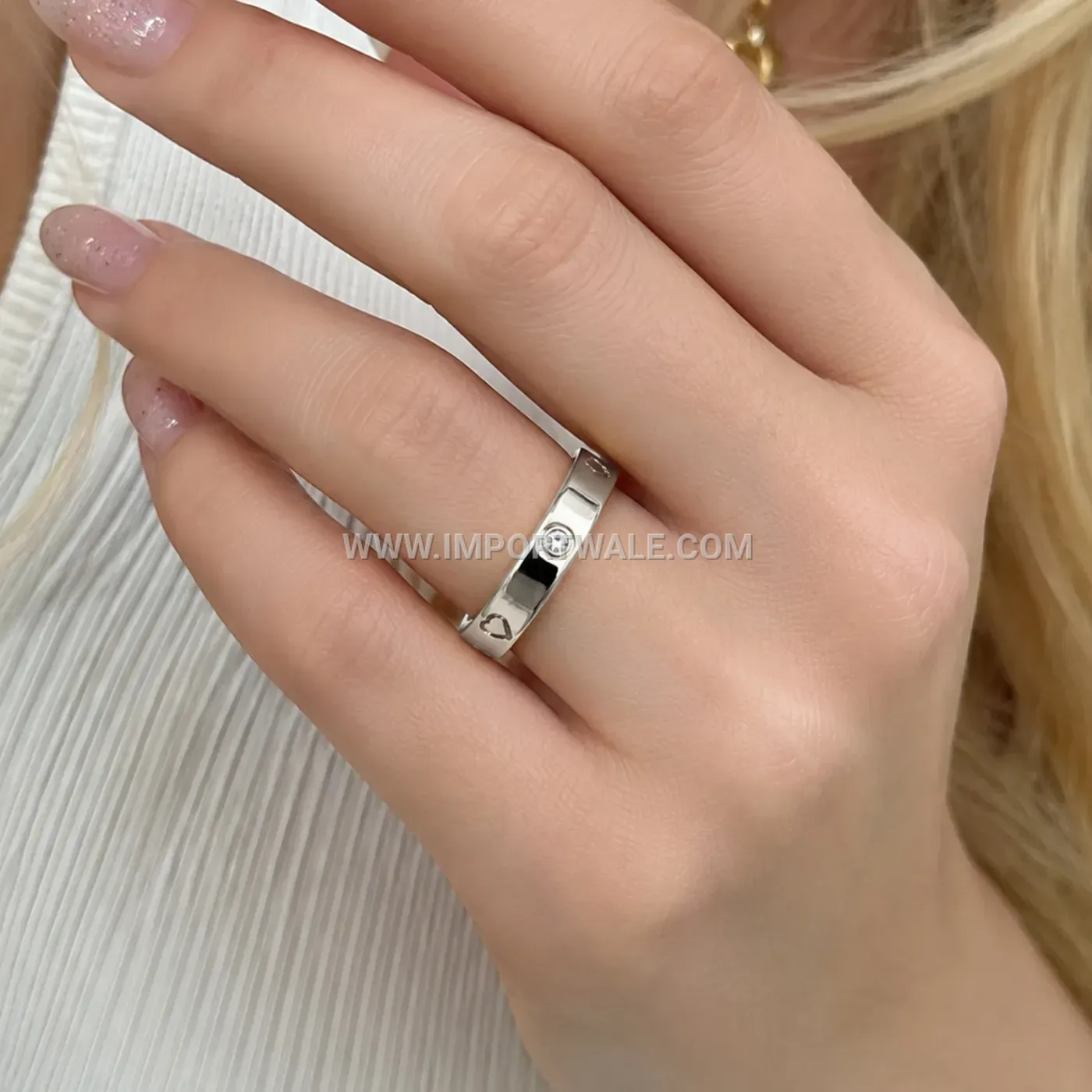 18K Gold Plated Heart Zircon Stainless Steel Engagement Ring