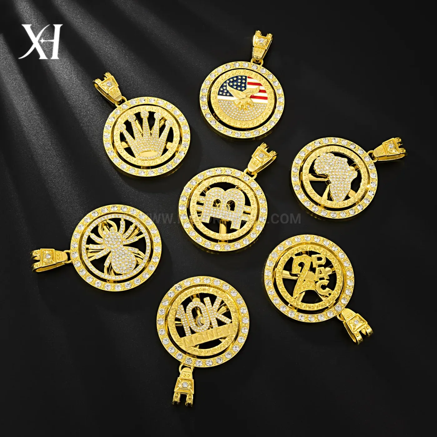 Spinning Steel Bearing Motif Hip Hop Pendant