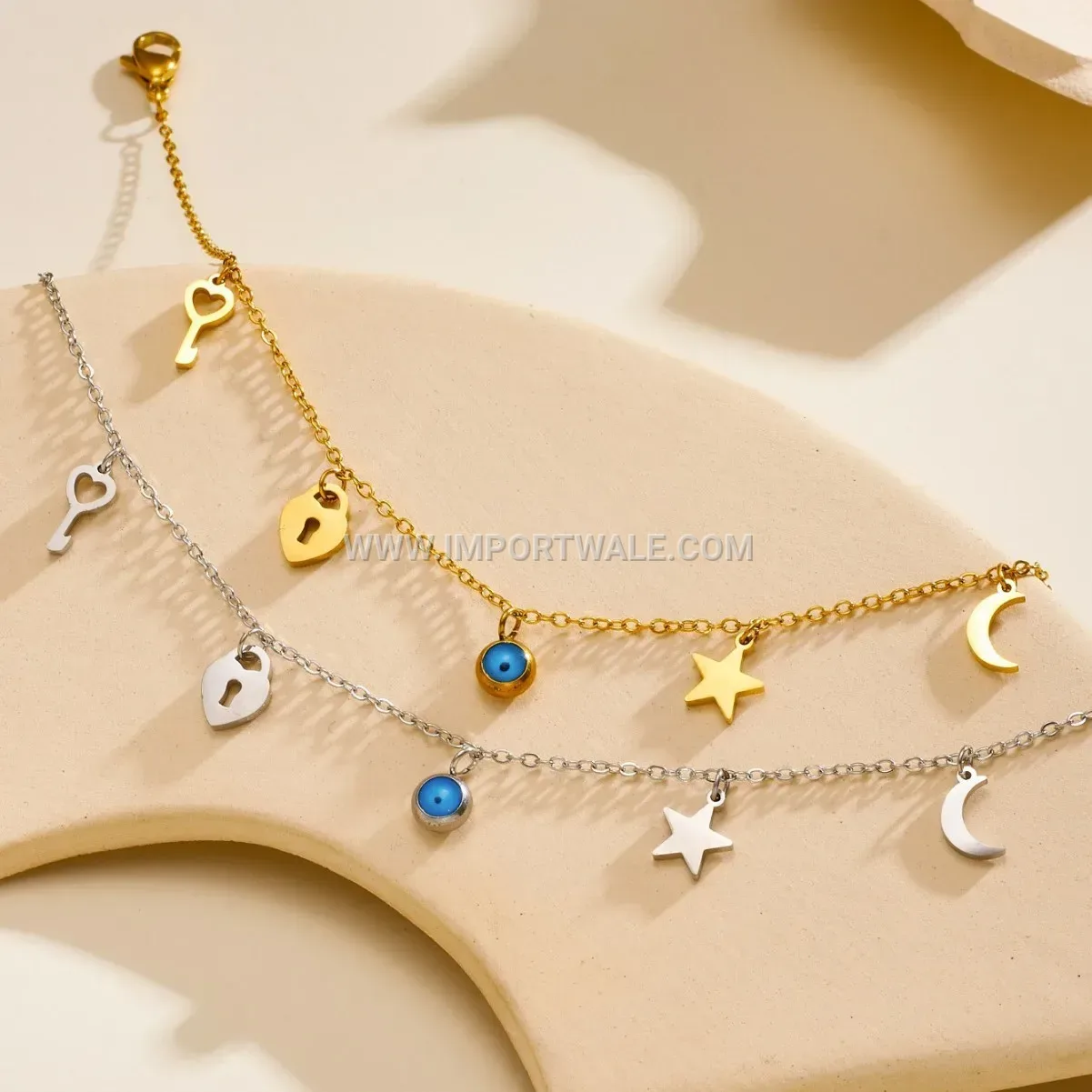 Heart Lock Pendant Stainless Steel Premium Coastal Anklet