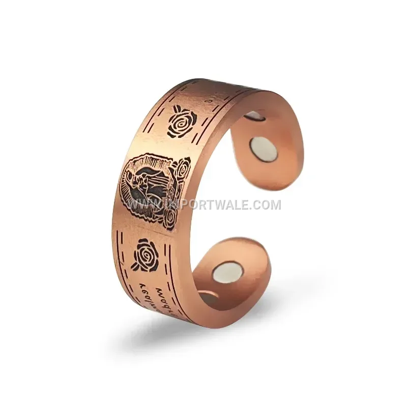 Virgin Mary Scripture Engraved Copper Magnetic Cuff Bracelet